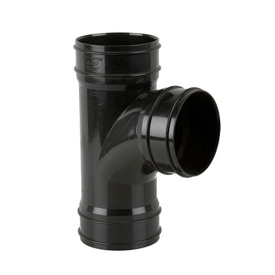 110mm Rainwater Triple Socket Branch 92.5 Degree Black