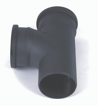 110mm Rainwater Double Socket Branch 92.5 Degree Black