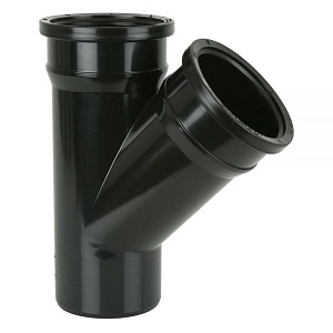 110mm Rainwater Double Socket Branch 135 Degree Black