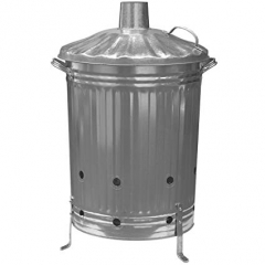 Galvanised Incinerator Bin with Lid